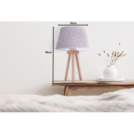 Duolla - Pöytävalaisin BOUCLE 1xE27/15W/230V halkaisija 28 cm harmaa/puu