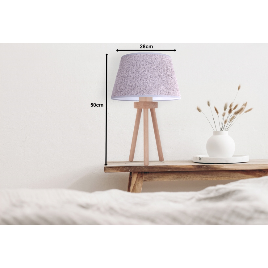 Duolla - Pöytävalaisin BOUCLE 1xE27/15W/230V halkaisija 28 cm harmaa/puu