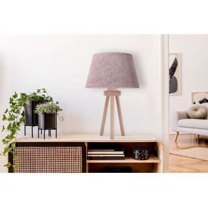 Duolla - Pöytävalaisin BOUCLE 1xE27/15W/230V halkaisija 28 cm ruskea/puu