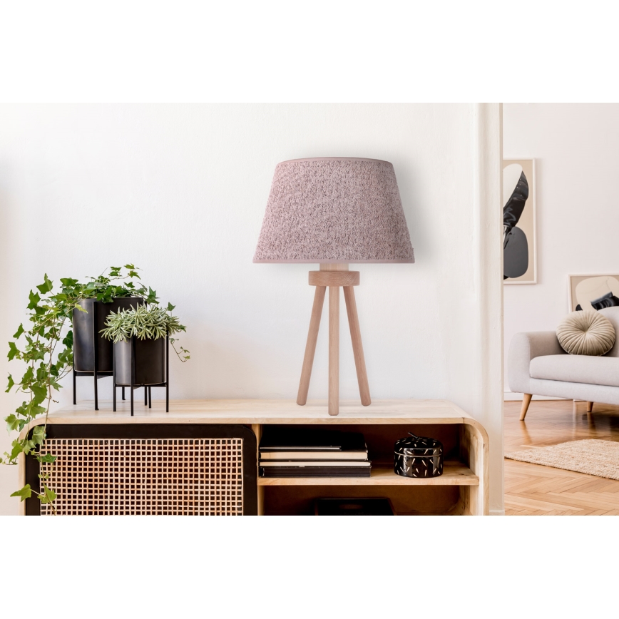 Duolla - Pöytävalaisin BOUCLE 1xE27/15W/230V halkaisija 28 cm ruskea/puu