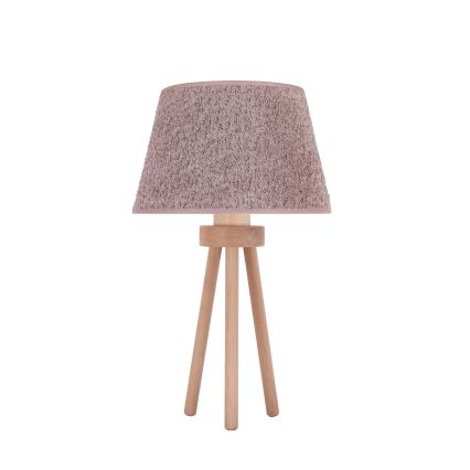 Duolla - Pöytävalaisin BOUCLE 1xE27/15W/230V halkaisija 28 cm ruskea/puu