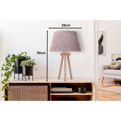 Duolla - Pöytävalaisin BOUCLE 1xE27/15W/230V halkaisija 28 cm ruskea/puu