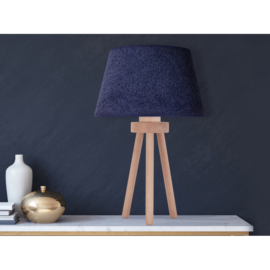 Duolla - Pöytävalaisin BOUCLE 1xE27/15W/230V halkaisija 28 cm sininen/puu