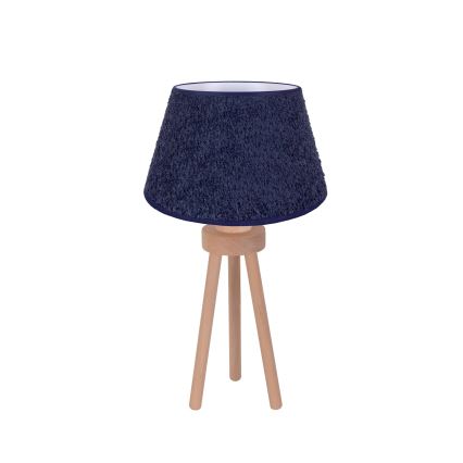 Duolla - Pöytävalaisin BOUCLE 1xE27/15W/230V halkaisija 28 cm sininen/puu