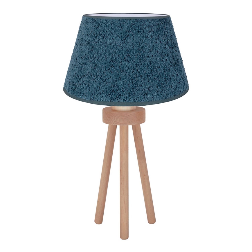 Duolla - Pöytävalaisin BOUCLE 1xE27/15W/230V halkaisija 28 cm turkoosi/puu
