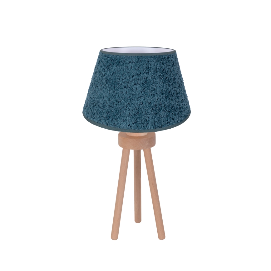 Duolla - Pöytävalaisin BOUCLE 1xE27/15W/230V halkaisija 28 cm turkoosi/puu
