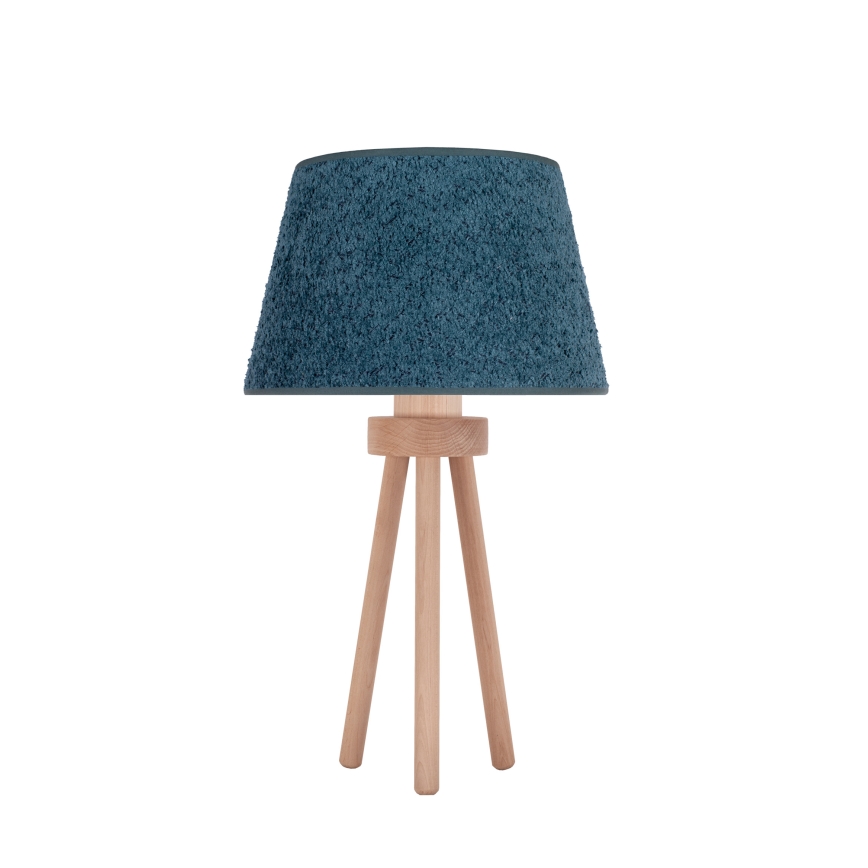 Duolla - Pöytävalaisin BOUCLE 1xE27/15W/230V halkaisija 28 cm turkoosi/puu