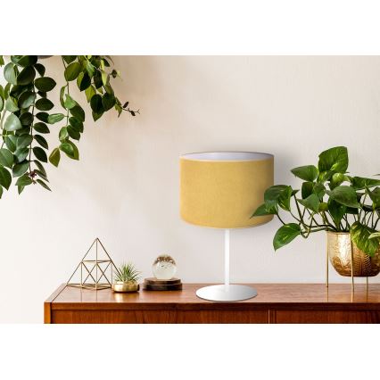 Duolla - Pöytävalaisin BRISTOL 1xE14/15W/230V halkaisija 17,5 cm keltainen/valkoinen