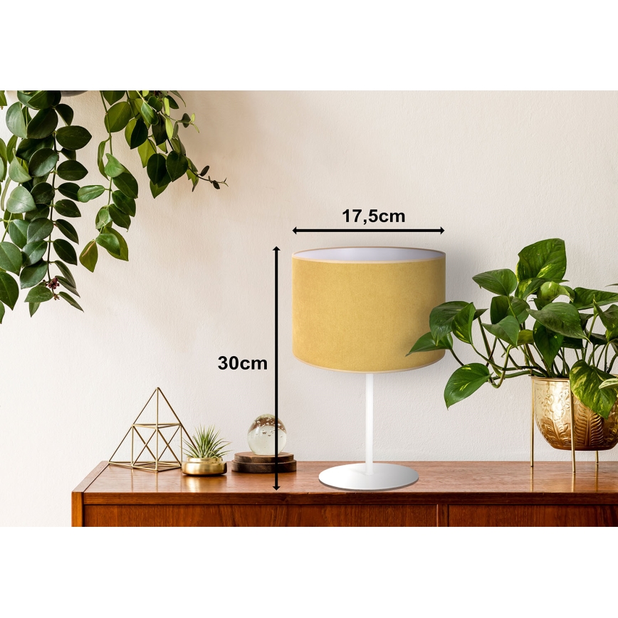 Duolla - Pöytävalaisin BRISTOL 1xE14/15W/230V halkaisija 17,5 cm keltainen/valkoinen