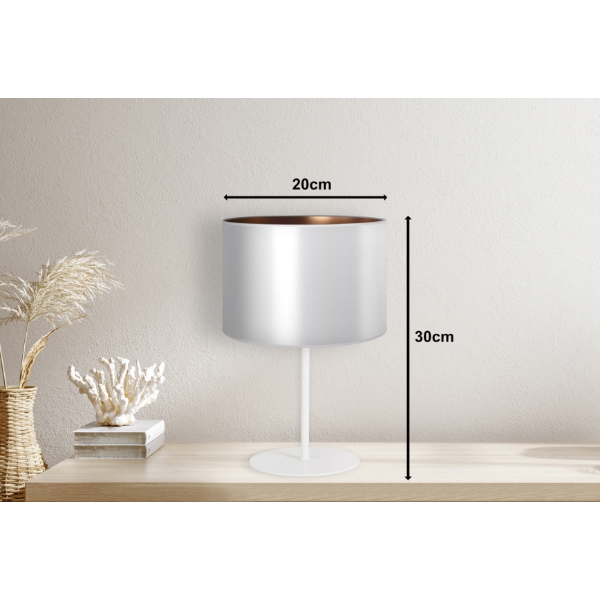 Duolla - Pöytävalaisin CANNES 1xE14/15W/230V halkaisija 20 cm hopea/kupari/valkoinen