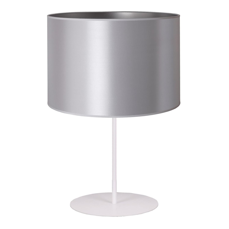 Duolla - Pöytävalaisin CANNES 1xE14/15W/230V halkaisija 20 cm hopea/valkoinen