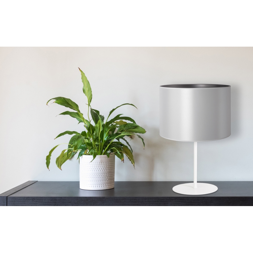 Duolla - Pöytävalaisin CANNES 1xE14/15W/230V halkaisija 20 cm hopea/valkoinen