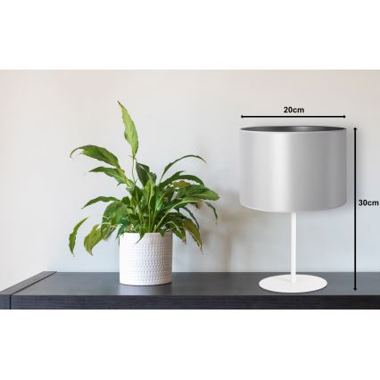 Duolla - Pöytävalaisin CANNES 1xE14/15W/230V halkaisija 20 cm hopea/valkoinen