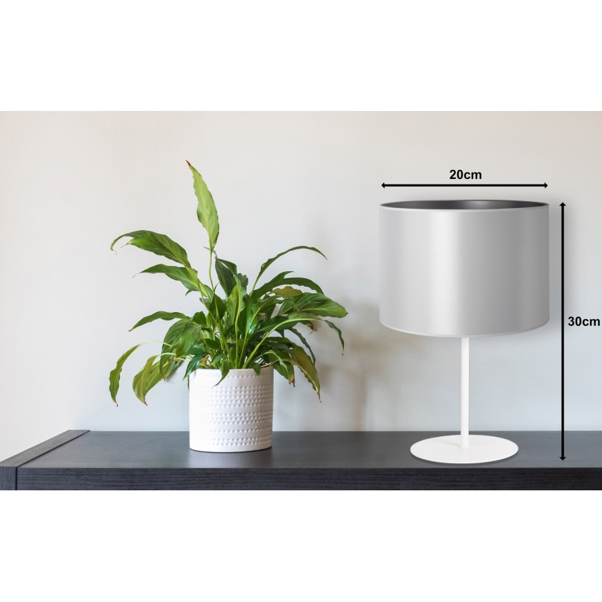 Duolla - Pöytävalaisin CANNES 1xE14/15W/230V halkaisija 20 cm hopea/valkoinen