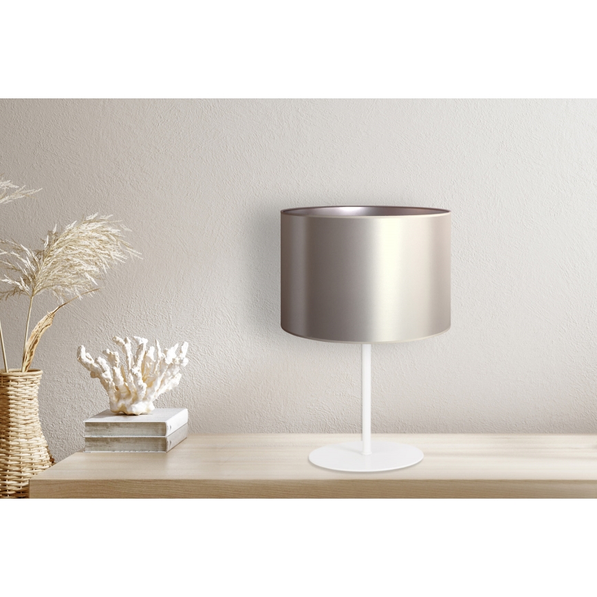 Duolla - Pöytävalaisin CANNES 1xE14/15W/230V halkaisija 20 cm hopea/valkoinen