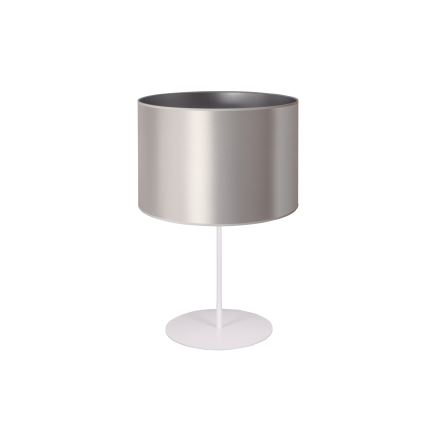 Duolla - Pöytävalaisin CANNES 1xE14/15W/230V halkaisija 20 cm hopea/valkoinen