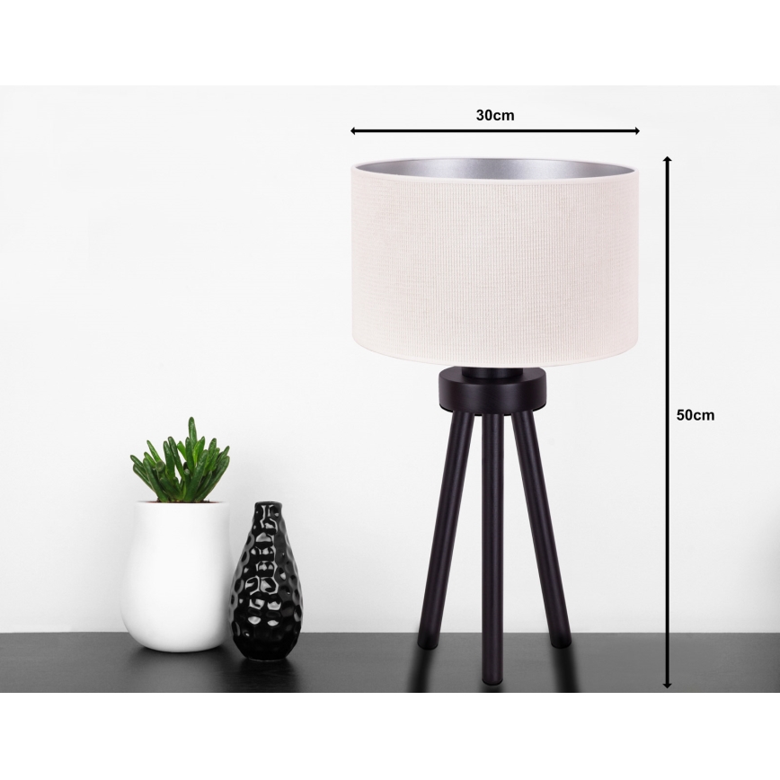 Duolla - Pöytävalaisin LYON 1xE27/15W/230V halkaisija 30 cm kerma