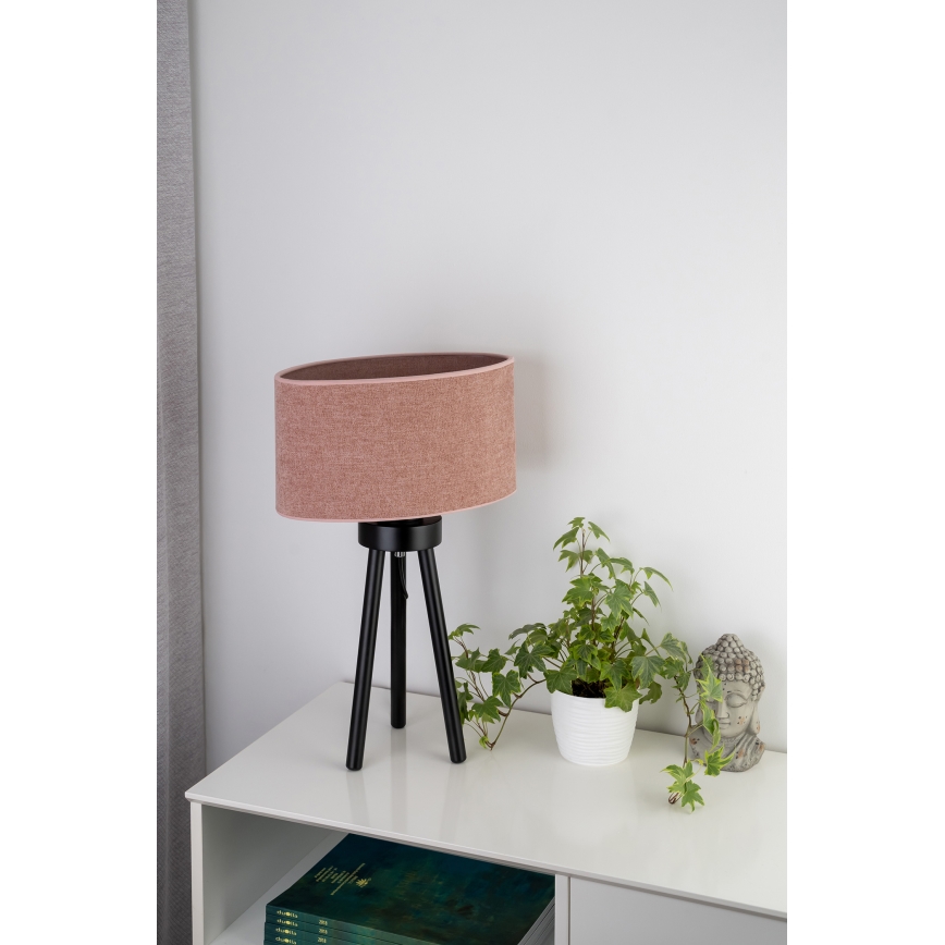 Duolla - Pöytävalaisin OVAL 1xE27/15W/230V halkaisija 30 cm vaaleanpunainen