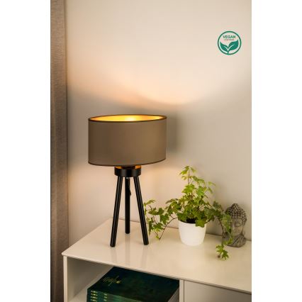 Duolla - Pöytävalaisin OVAL VEGAN 1xE27/15W/230V halkaisija 30 cm beige
