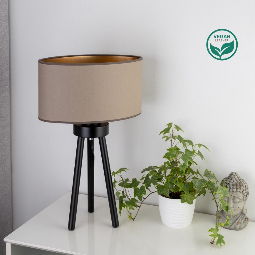 Duolla - Pöytävalaisin OVAL VEGAN 1xE27/15W/230V halkaisija 30 cm beige