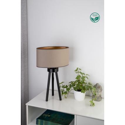 Duolla - Pöytävalaisin OVAL VEGAN 1xE27/15W/230V halkaisija 30 cm beige