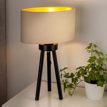 Duolla - Pöytävalaisin OVAL VEGAN 1xE27/15W/230V halkaisija 30 cm kerma