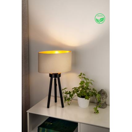 Duolla - Pöytävalaisin OVAL VEGAN 1xE27/15W/230V halkaisija 30 cm kerma