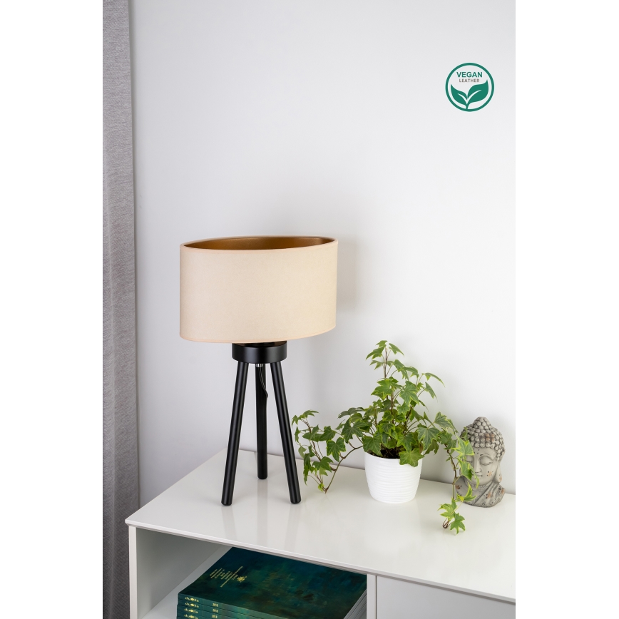 Duolla - Pöytävalaisin OVAL VEGAN 1xE27/15W/230V halkaisija 30 cm kerma