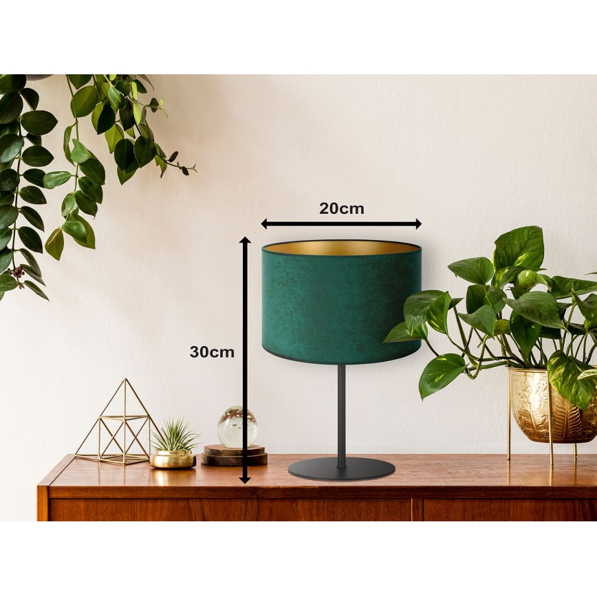 Duolla - Pöytävalaisin ROLLER 1xE14/15W/230V halkaisija 20 cm tummanvihreä/kulta