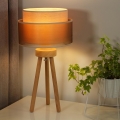 Duolla - Pöytävalaisin WOOD BOHO 1xE27/15W/230V halkaisija 25 cm kupari/ruskea/beige