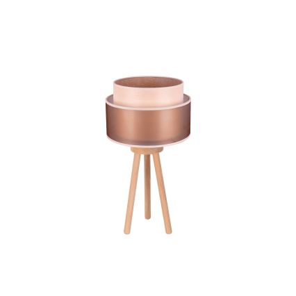 Duolla - Pöytävalaisin WOOD BOHO 1xE27/15W/230V halkaisija 25 cm kupari/ruskea/beige