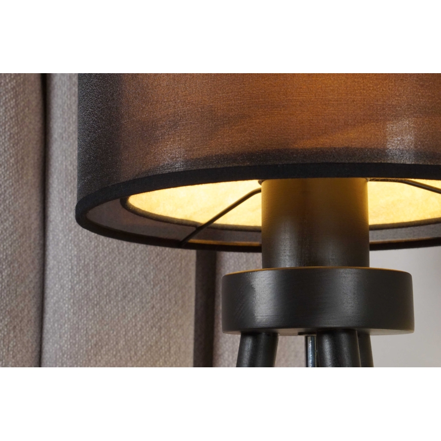 Duolla - Pöytävalaisin WOOD BOHO 1xE27/15W/230V halkaisija 25 cm musta/beige