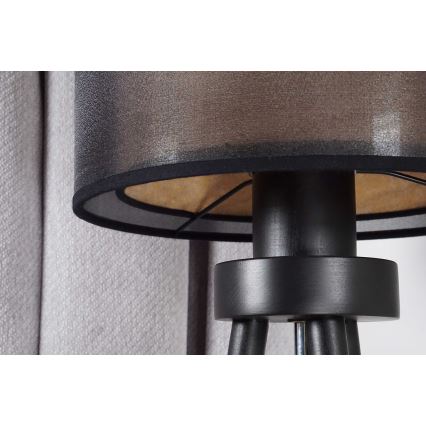 Duolla - Pöytävalaisin WOOD BOHO 1xE27/15W/230V halkaisija 25 cm musta/beige