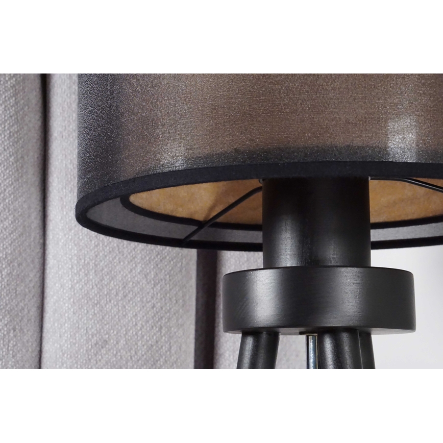 Duolla - Pöytävalaisin WOOD BOHO 1xE27/15W/230V halkaisija 25 cm musta/beige
