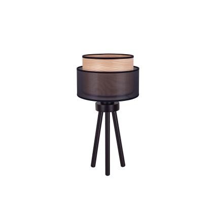 Duolla - Pöytävalaisin WOOD BOHO 1xE27/15W/230V halkaisija 25 cm musta/beige