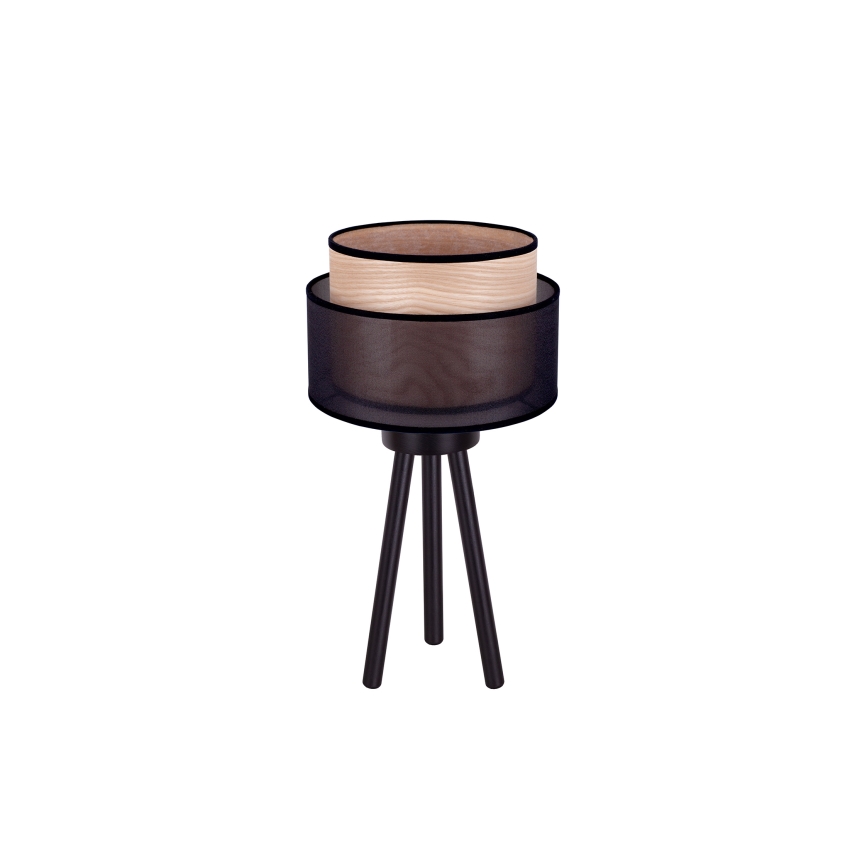 Duolla - Pöytävalaisin WOOD BOHO 1xE27/15W/230V halkaisija 25 cm musta/beige