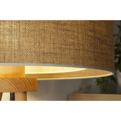Duolla - Pöytävalaisin YUTE BOHO 1xE27/15W/230V halkaisija 25 cm ruskea/kerma