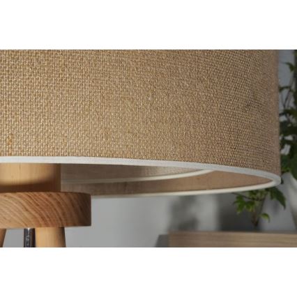 Duolla - Pöytävalaisin YUTE BOHO 1xE27/15W/230V halkaisija 25 cm ruskea/kerma