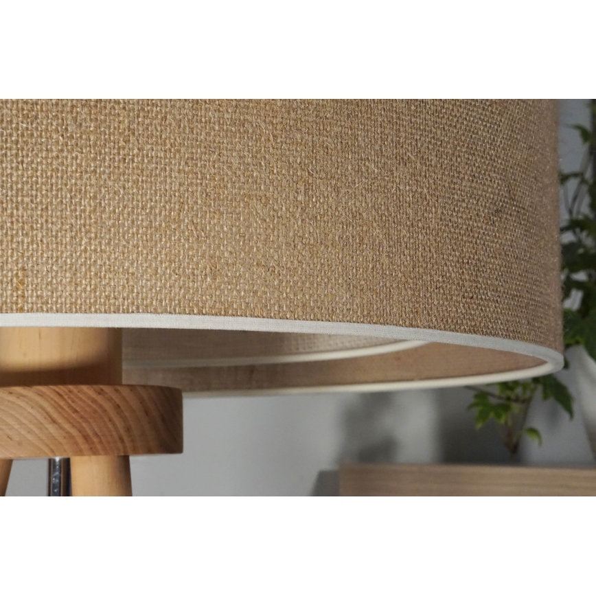 Duolla - Pöytävalaisin YUTE BOHO 1xE27/15W/230V halkaisija 25 cm ruskea/kerma