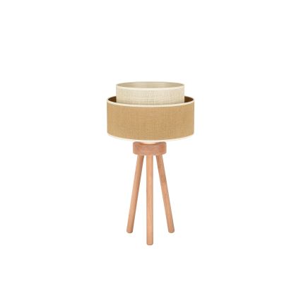 Duolla - Pöytävalaisin YUTE BOHO 1xE27/15W/230V halkaisija 25 cm ruskea/kerma