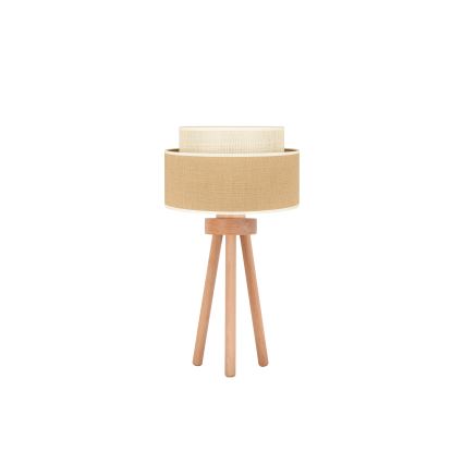 Duolla - Pöytävalaisin YUTE BOHO 1xE27/15W/230V halkaisija 25 cm ruskea/kerma