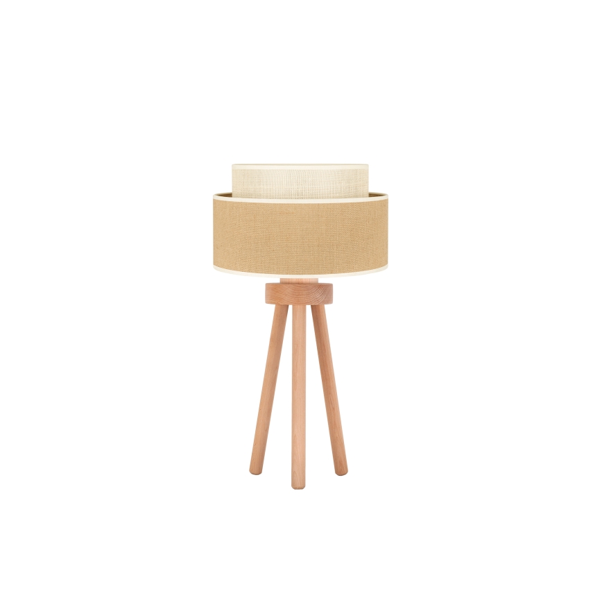 Duolla - Pöytävalaisin YUTE BOHO 1xE27/15W/230V halkaisija 25 cm ruskea/kerma