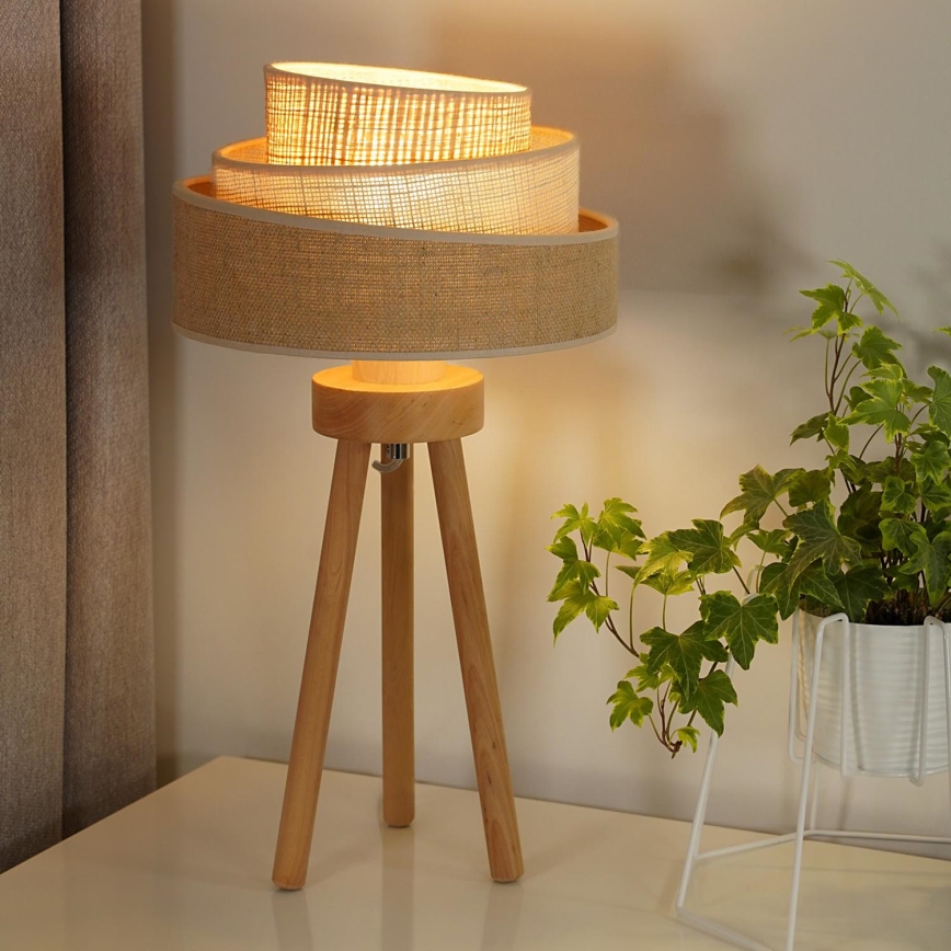 Duolla - Pöytävalaisin YUTE TRIO 1xE27/15W/230V halkaisija 25 cm ruskea/harmaa/beige