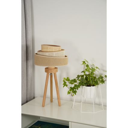 Duolla - Pöytävalaisin YUTE TRIO 1xE27/15W/230V halkaisija 25 cm ruskea/harmaa/beige