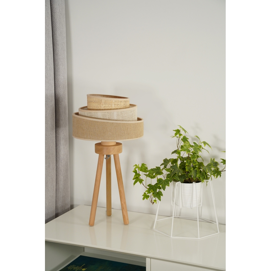 Duolla - Pöytävalaisin YUTE TRIO 1xE27/15W/230V halkaisija 25 cm ruskea/harmaa/beige