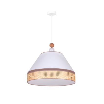 Duolla - Riippuvalaisin AVIGNON 1xE27/15W/230V d. 50 cm valkoinen/rottinki