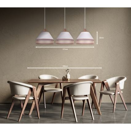 Duolla - Riippuvalaisin AVIGNON 3xE27/15W/230V valkoinen/beige