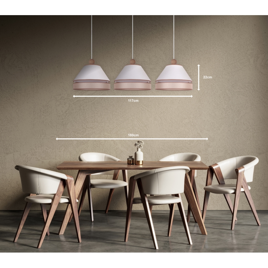 Duolla - Riippuvalaisin AVIGNON 3xE27/15W/230V valkoinen/beige