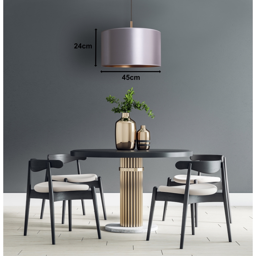 Duolla - Riippuvalaisin CANNES 1xE27/15W/230V d. 45 cm hopea/kupari