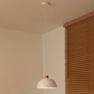 Duolla - Riippuvalaisin IRONLINE kaapelikiinnityksellä 1xE27/15W/230V halkaisija 27 cm valkoinen/kupari